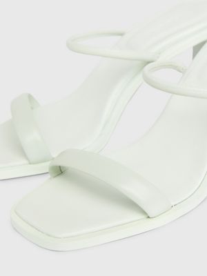 milky green leather stiletto sandals for women calvin klein