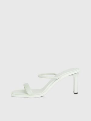 milky green leather stiletto sandals for women calvin klein