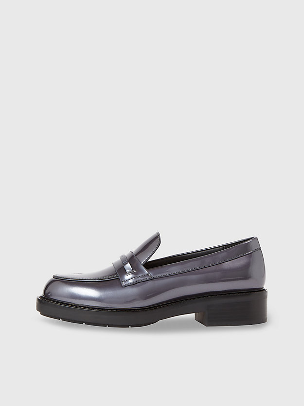 petrol leather loafers for women calvin klein