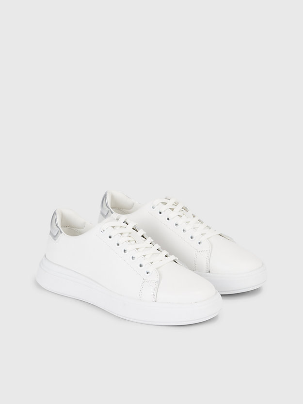 white/silver leder-sneakers für damen - calvin klein