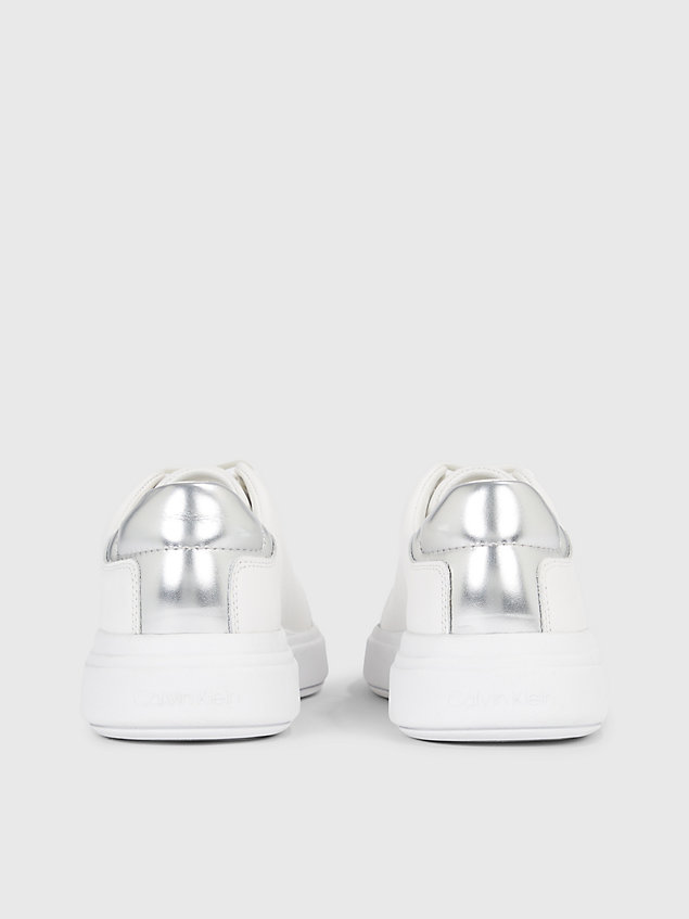 white leder-sneakers für damen - calvin klein