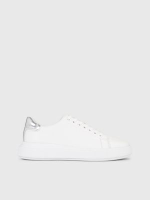 Calvin klein best sale white trainers