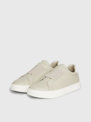 feather grey logo slip-on shoes for women calvin klein