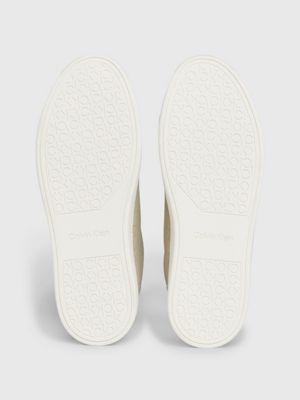 feather grey logo slip-on shoes for women calvin klein