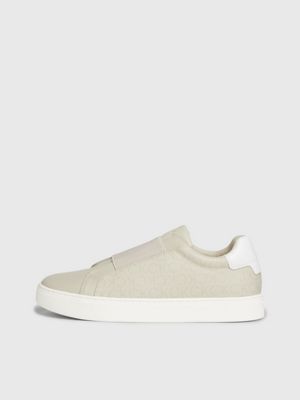 feather grey logo slip-on shoes for women calvin klein