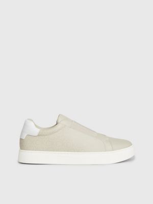 grey logo slip-on shoes for women calvin klein