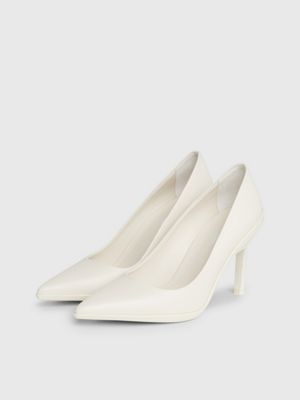 dk ecru leather stiletto pumps for women calvin klein