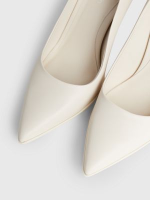 dk ecru leather stiletto pumps for women calvin klein