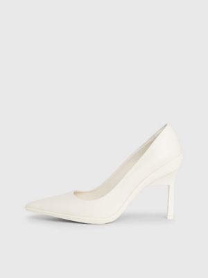 dk ecru leather stiletto pumps for women calvin klein