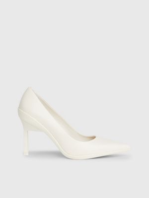 beige leather stiletto pumps for women calvin klein