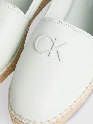 milky green leather espadrilles for women calvin klein