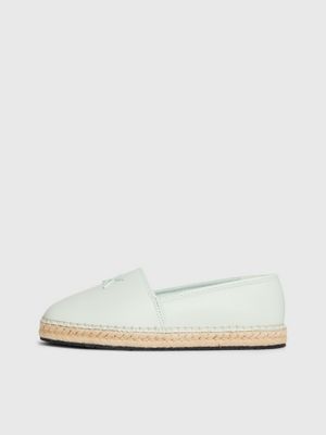 milky green leather espadrilles for women calvin klein