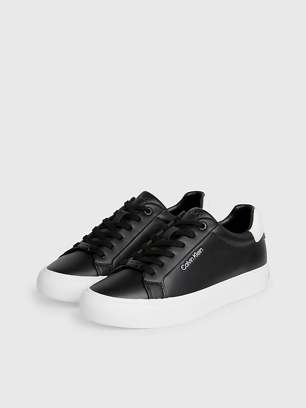black / white leather trainers for women calvin klein