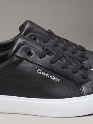 black/white leather trainers for women calvin klein