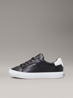 black/white leather trainers for women calvin klein