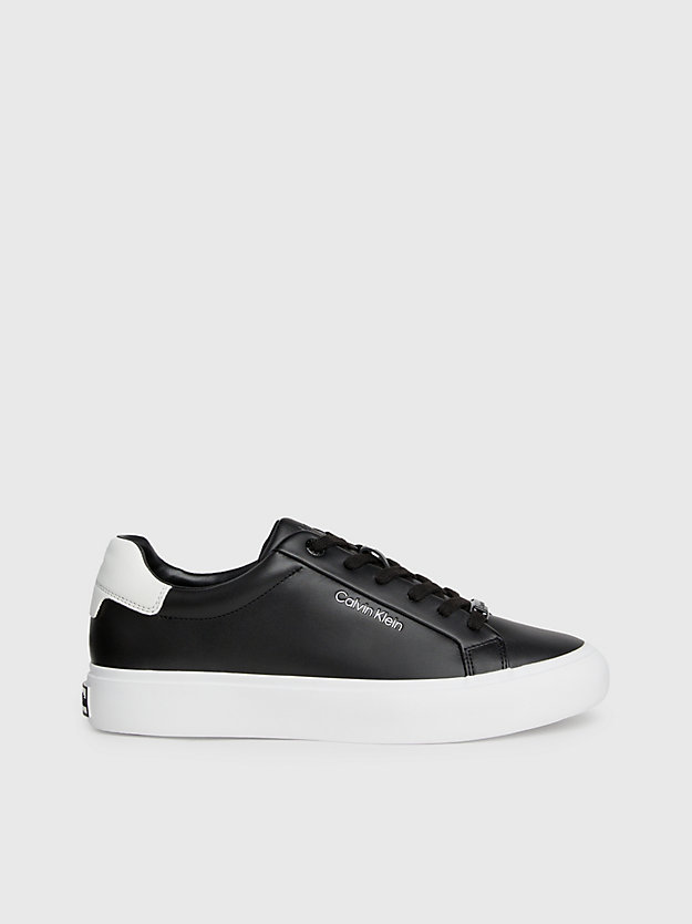black/ white leather trainers for women calvin klein