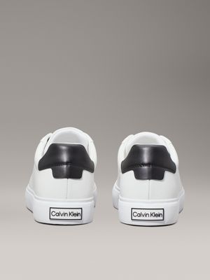white / black leather trainers for women calvin klein