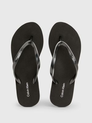 Black calvin shop klein flip flops