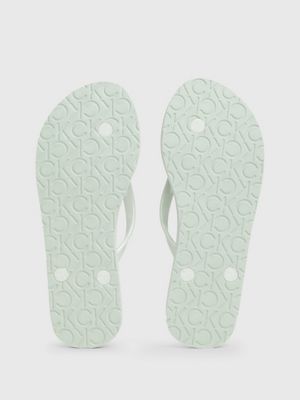 milky green flip flops for women calvin klein