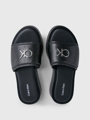 ck black leather sandals for women calvin klein