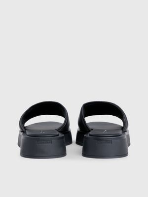 ck black leather sandals for women calvin klein