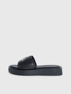 ck black leather sandals for women calvin klein