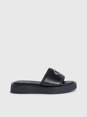 black leather sandals for women calvin klein