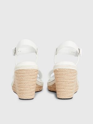 white leather espadrille wedge sandals for women calvin klein