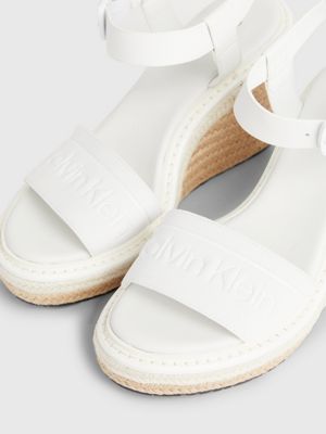 white leather espadrille wedge sandals for women calvin klein