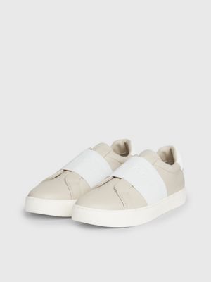 Slip on hot sale white leather