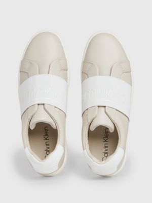 Calvin klein white outlet slip on shoes