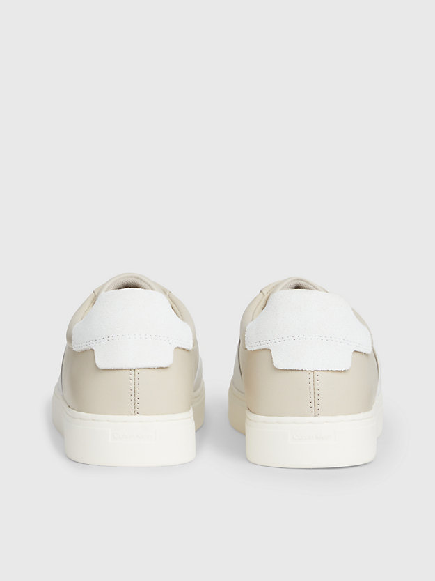 stony beige/white leather slip-on shoes for women calvin klein