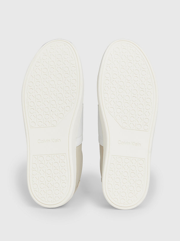 stony beige/white leather slip-on shoes for women calvin klein