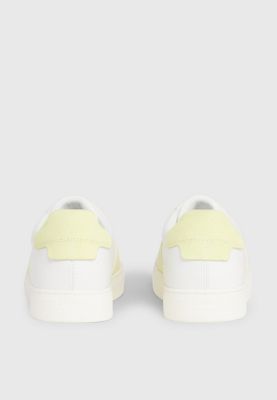 white/tender yellow leather slip-on shoes for women calvin klein