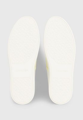 white/tender yellow leather slip-on shoes for women calvin klein