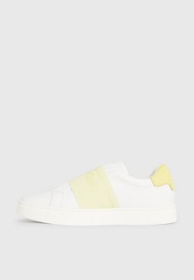 white/tender yellow leather slip-on shoes for women calvin klein