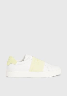 white leather slip-on shoes for women calvin klein