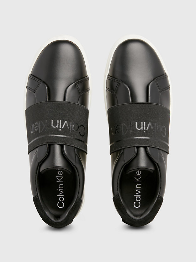 chaussures à enfiler en cuir ck black pour femmes calvin klein