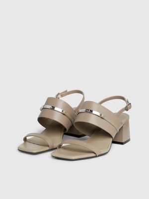 dusty taupe leather heeled sandals for women calvin klein