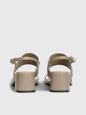 dusty taupe leather heeled sandals for women calvin klein