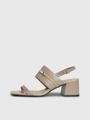 dusty taupe leather heeled sandals for women calvin klein