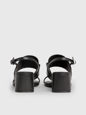 black leather heeled sandals for women calvin klein