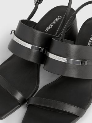 black leather heeled sandals for women calvin klein