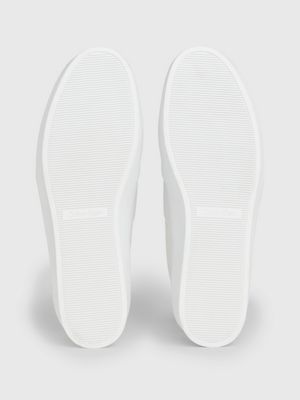 white leather platform slip-on shoes for women calvin klein