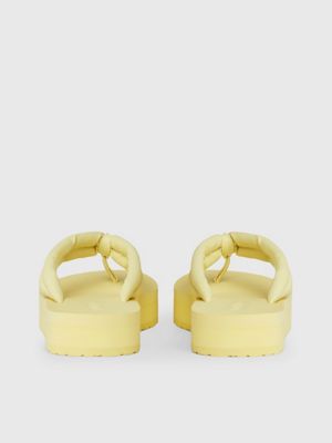 tender yellow platform flip flops for women calvin klein