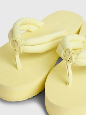 tender yellow platform flip flops for women calvin klein