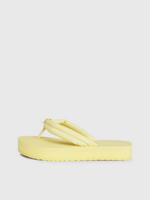 tender yellow platform flip flops for women calvin klein