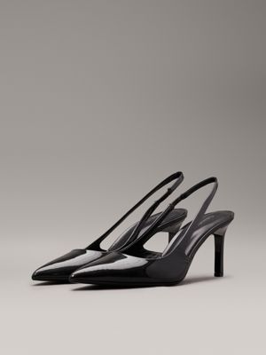 black leather slingback pumps for women calvin klein