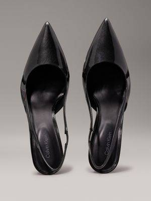 black leather slingback pumps for women calvin klein