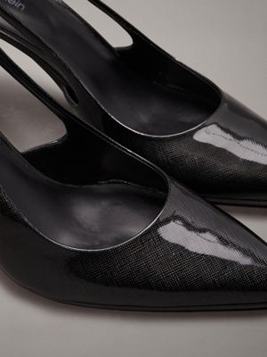 black leather slingback pumps for women calvin klein